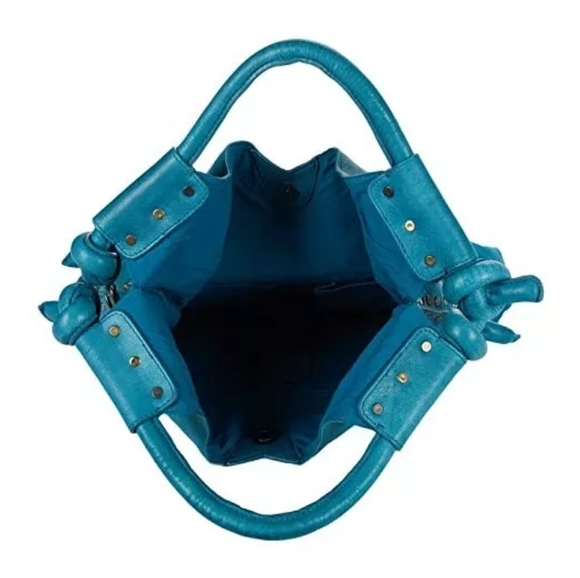 NWT FREE PEOPLE VALENCIA STUDDED TOTE PETROL - Picture 5 of 5